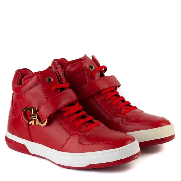 Salvatore Ferragamo Nayon Red Leather Sneakers - Picture 1 of 3